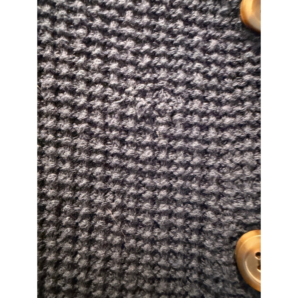 Madewell Navy Blue Waffle Knit Button Back Short Sleeve Sweater Top Size L - Picture 7 of 8